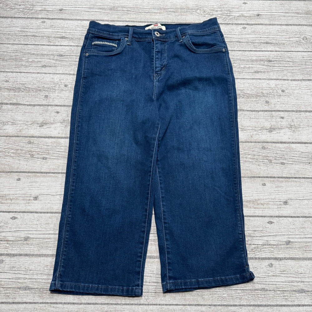 Y2K Levi's Jeans Women's 31 Blue Denim Cropped Wide Leg Perfectly Slimming Baggy